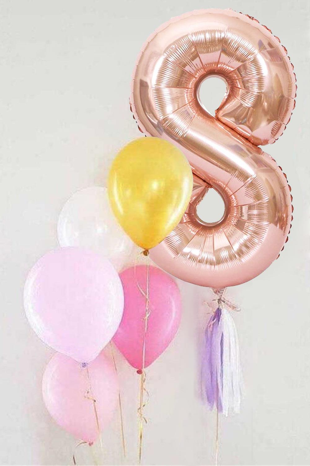 Rose  8 Rakamı Püsküllü Balon Set