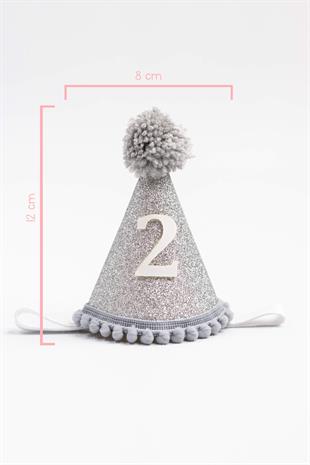 2 Year Tiny Pompom Queen Birthday Crown- Gray
