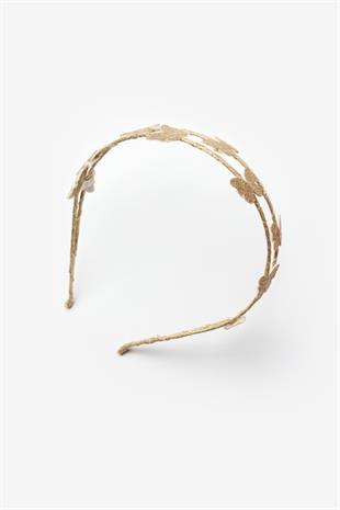 Altın  Minik Kelebekli Kız Çocuk Taç