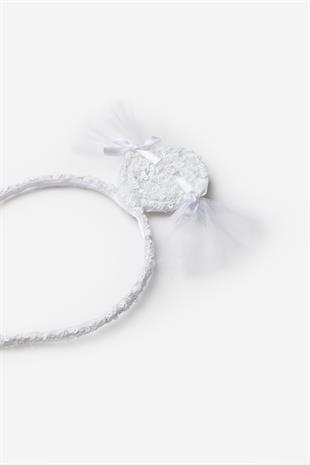 Beyaz  Pullu Şeker Figürlü Kız Çocuk Taç