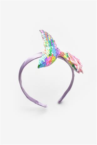 Çok Renkli  Payetli Deniz Kızı Figürlü Kız Çocuk Taç