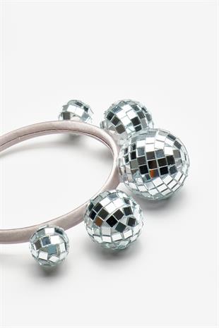 Gümüş  5li Disko Topu Figürlü Taç