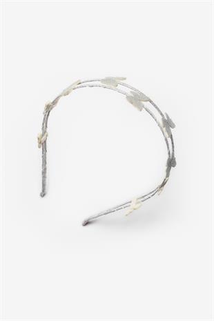 Gümüş  Minik Kelebekli Kız Çocuk Taç