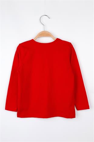 Kırmızı  Atatürk Baskılı Kız Çocuk Tişört