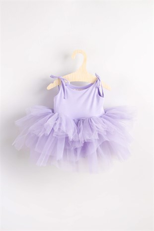 Lila Tütü Etekli Kız Çocuk Balerin Elbise - Jade