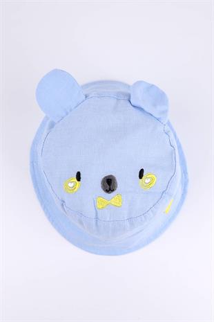 Blue Bow Tie Embroidered Childrens Bucket Hat