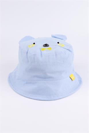 Blue Bow Tie Embroidered Childrens Bucket Hat
