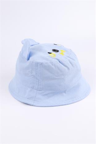 Blue Bow Tie Embroidered Childrens Bucket Hat