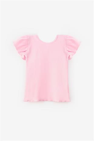 Pembe  Arkası Çapraz Biyeli Kız Çocuk Tişört - Julie