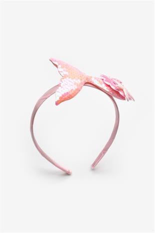 Pembe  Payetli Deniz Kızı Figürlü Kız Çocuk Taç