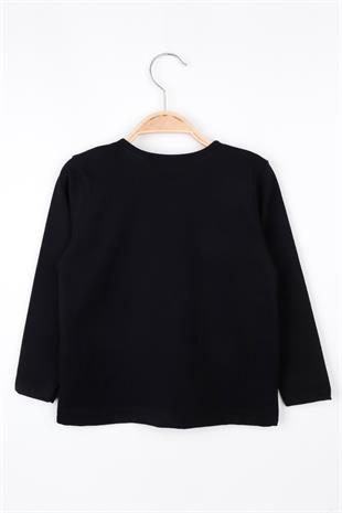 Siyah  Atatürk Baskılı Kız Çocuk Tişört