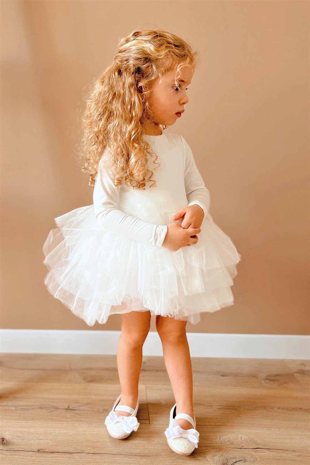 Beyaz Tütü Etekli Uzun Kollu Kız Çocuk Balerin Elbise - MirandaLM880 | Le  Mabelle