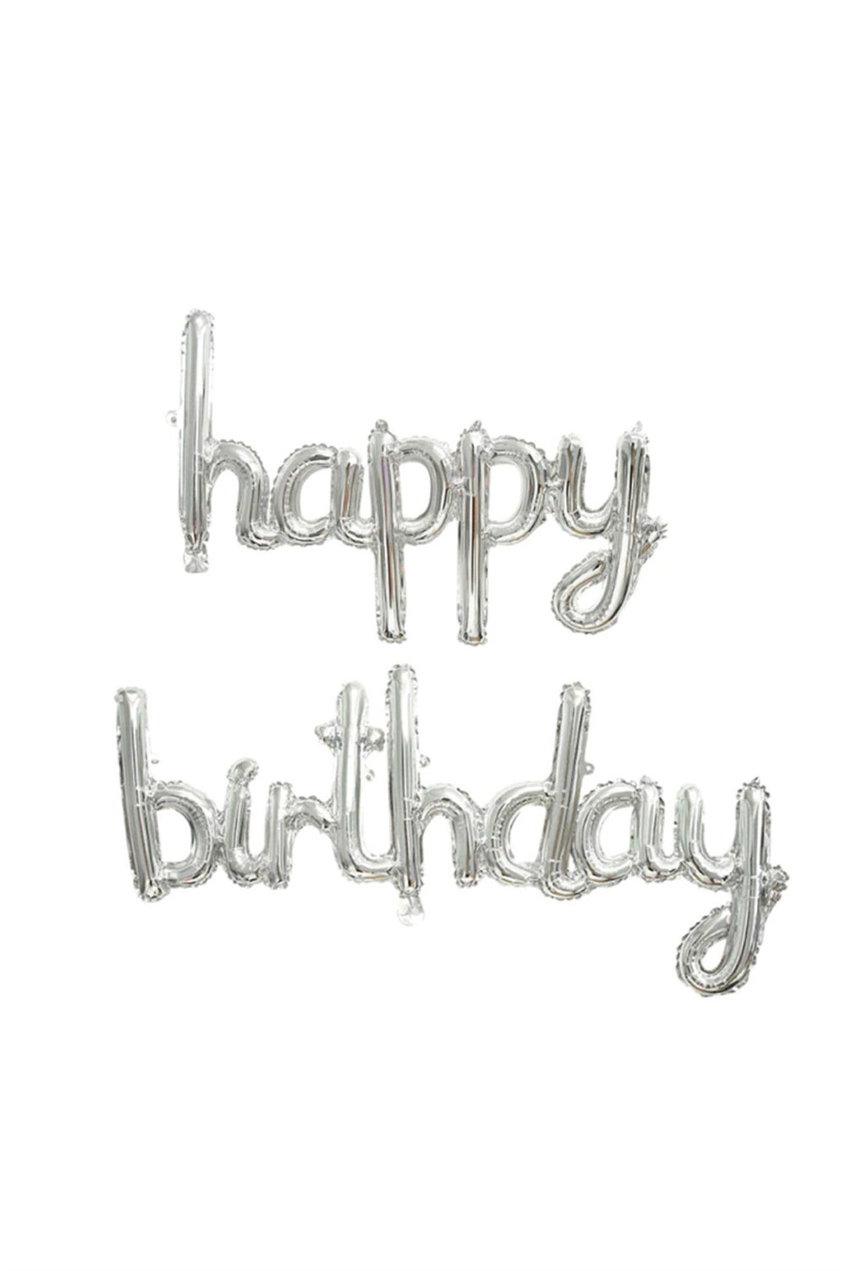 Silver Happy Birthday Handwritten Balloon Set