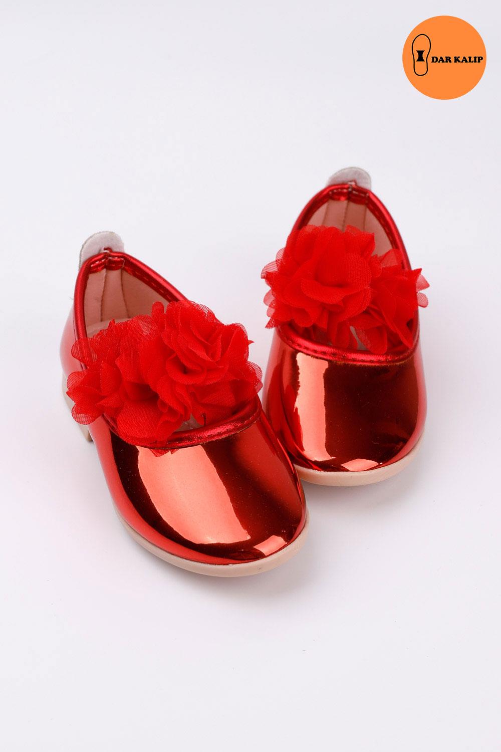 Kırmızı Tül Çiçekli Kız Çocuk AyakkabıLM1335 | Le Mabelle