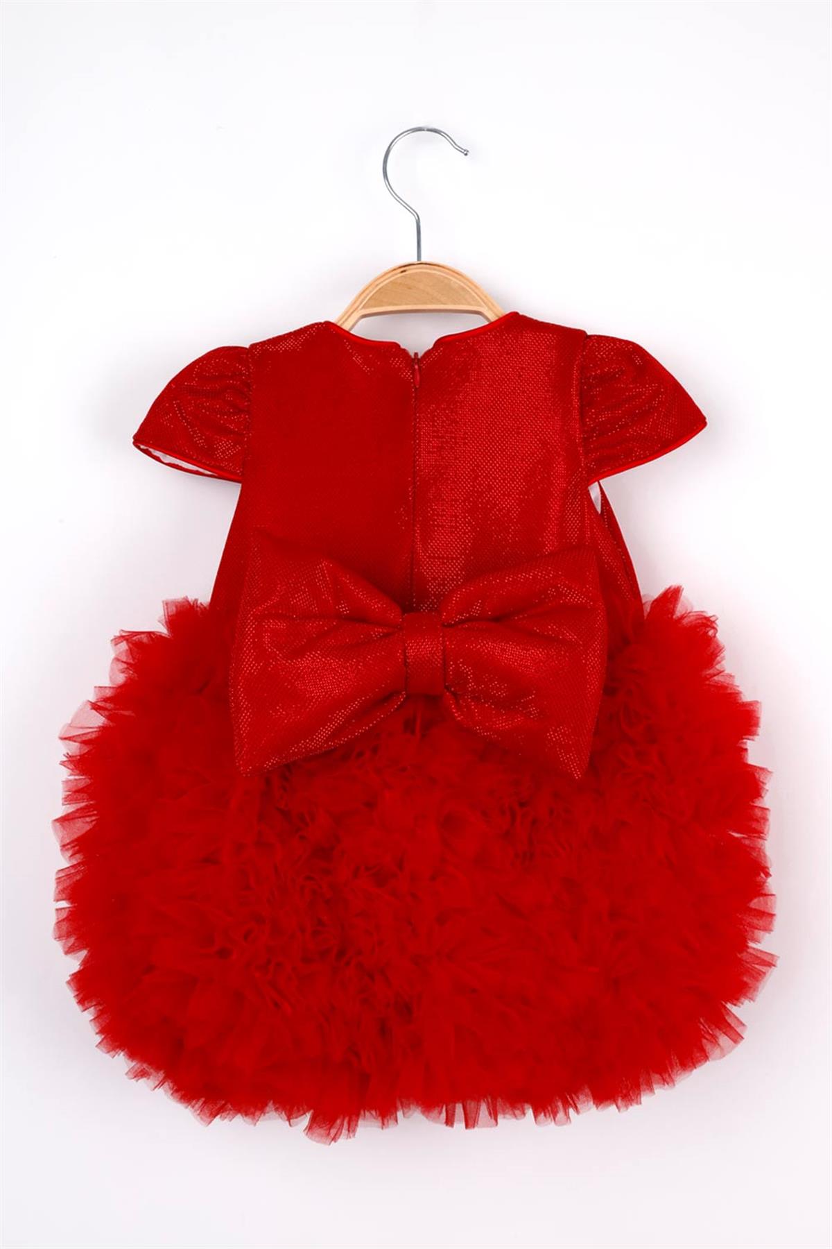 Kısa Kollu Kırmızı Tütülü Bebek Prenses Elbise - LinaLM100LINA | Le Mabelle