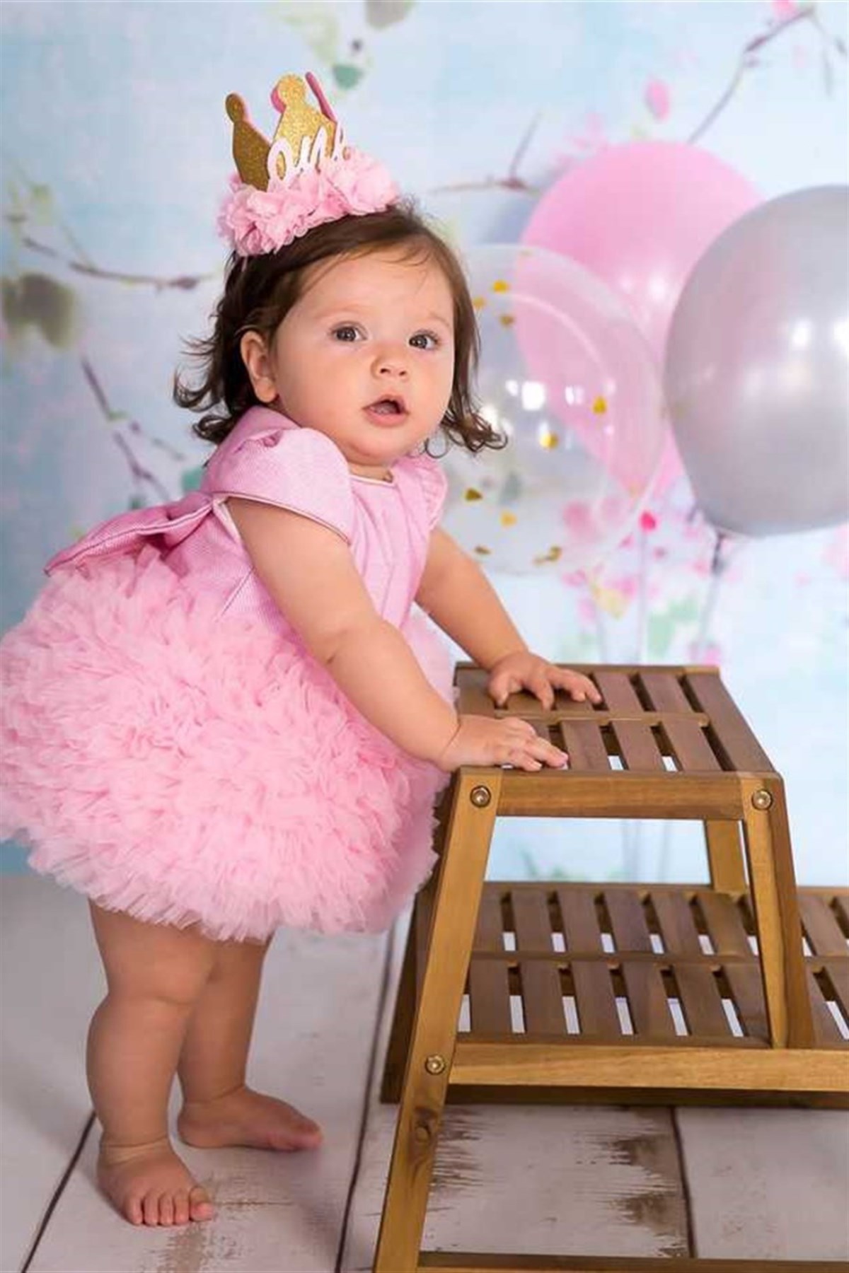 Short Sleeve Pink Tulle Baby Princess Dress-Lina
