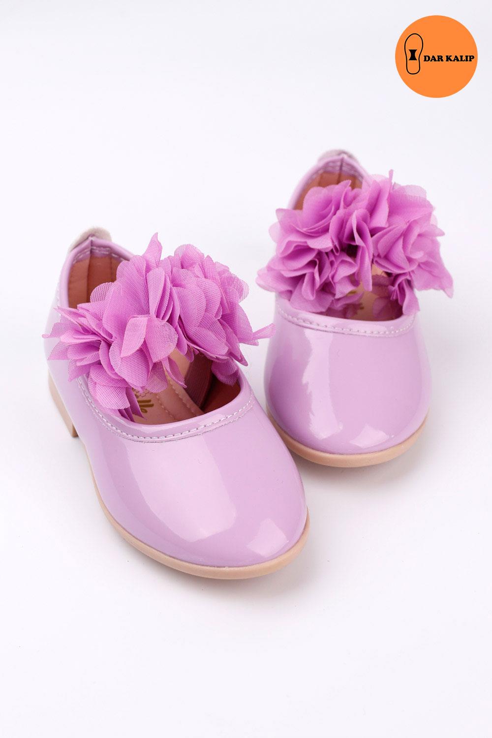 Lila Tül Çiçekli Kız Çocuk AyakkabıLM1335 | Le Mabelle