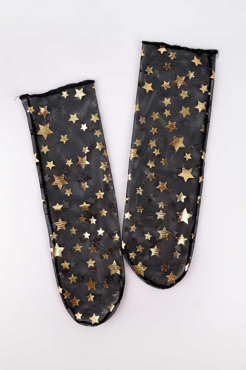Siyah Küçük Yıldız Detaylı Kız Çocuk Tül Çorap