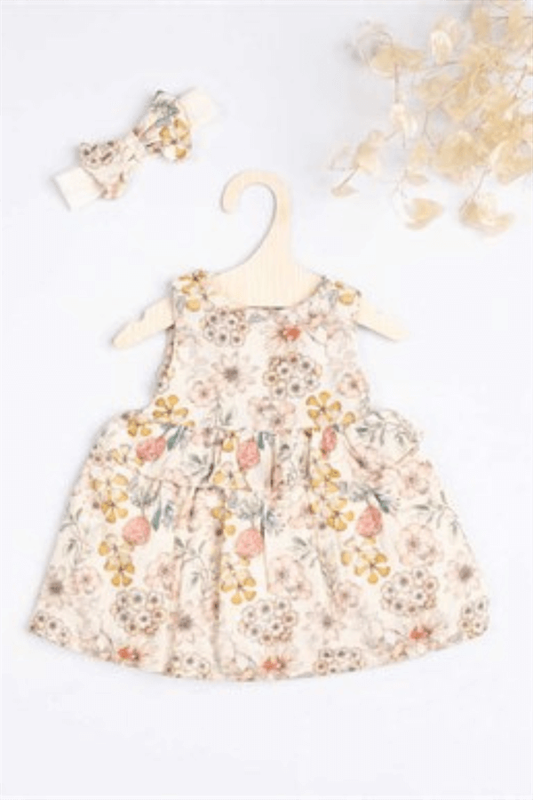 Kolsuz Çiçekli Fırfırlı Müslin Elbise - Lavinia