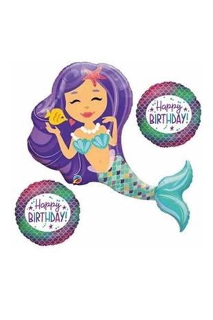 Lila Deniz Kızı Happy Birthday Balon Set