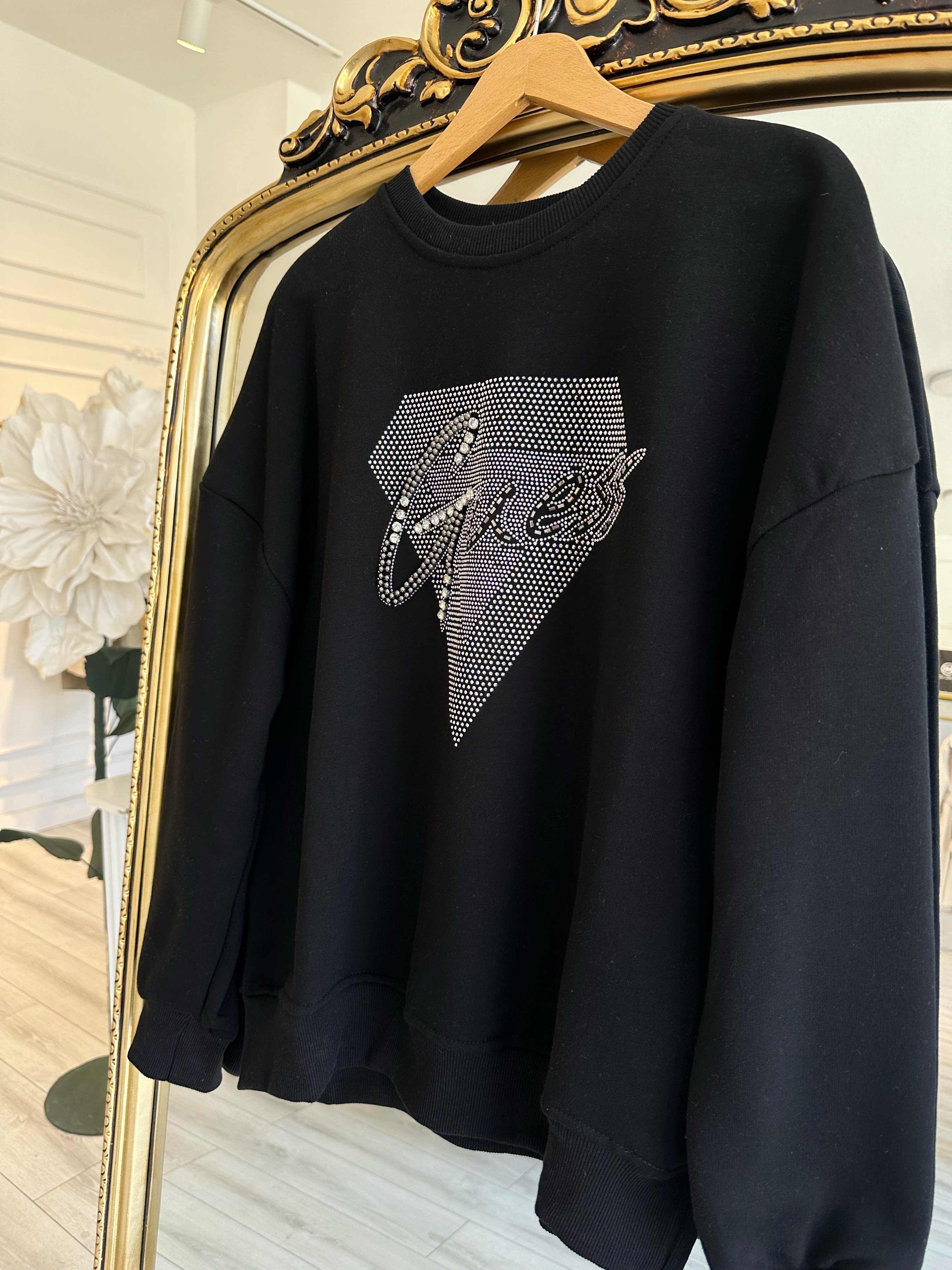 Guess İşlemeli Siyah Sweatshirt