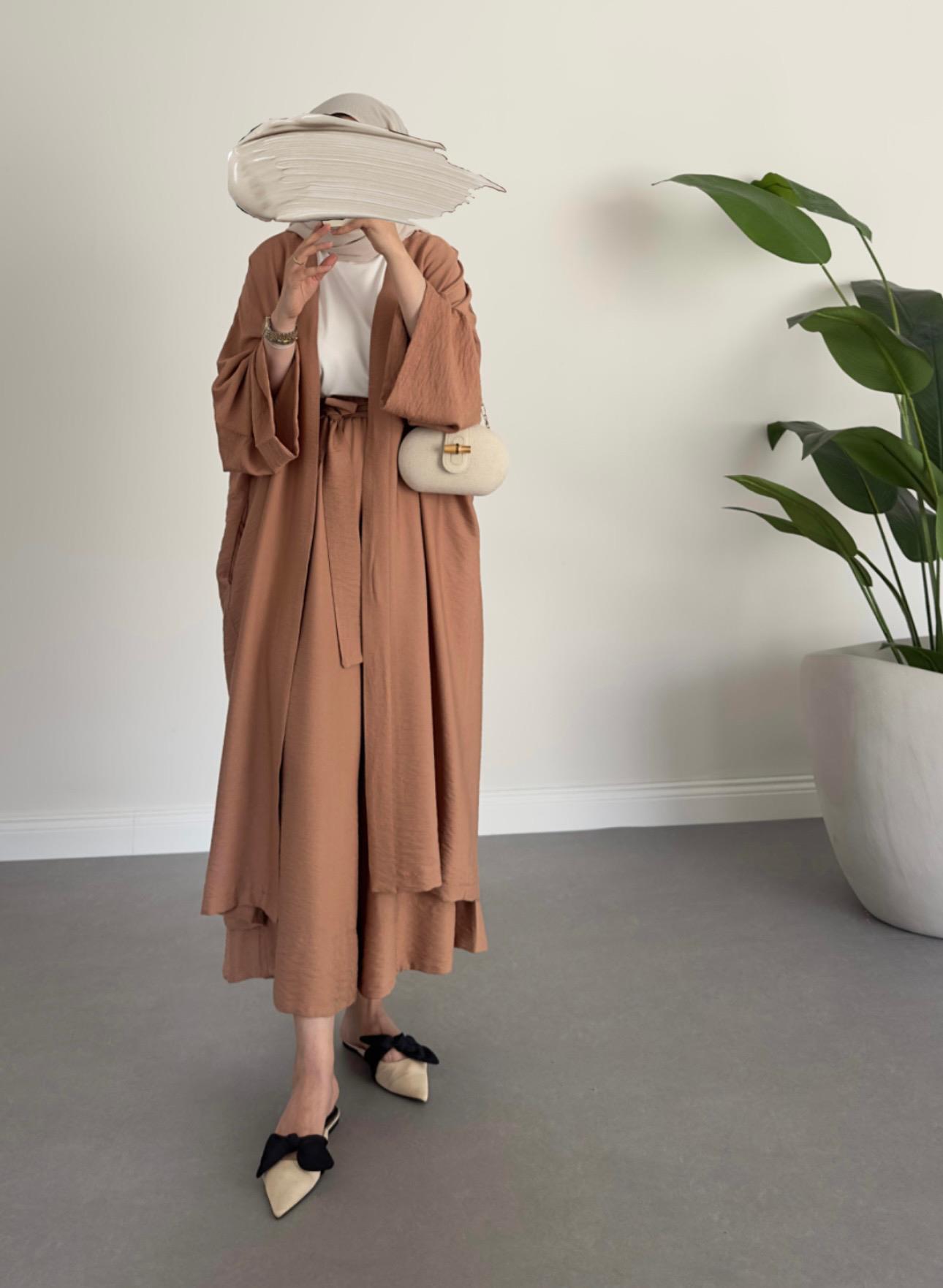 KETEN CAMEL KİMONO TAKIM