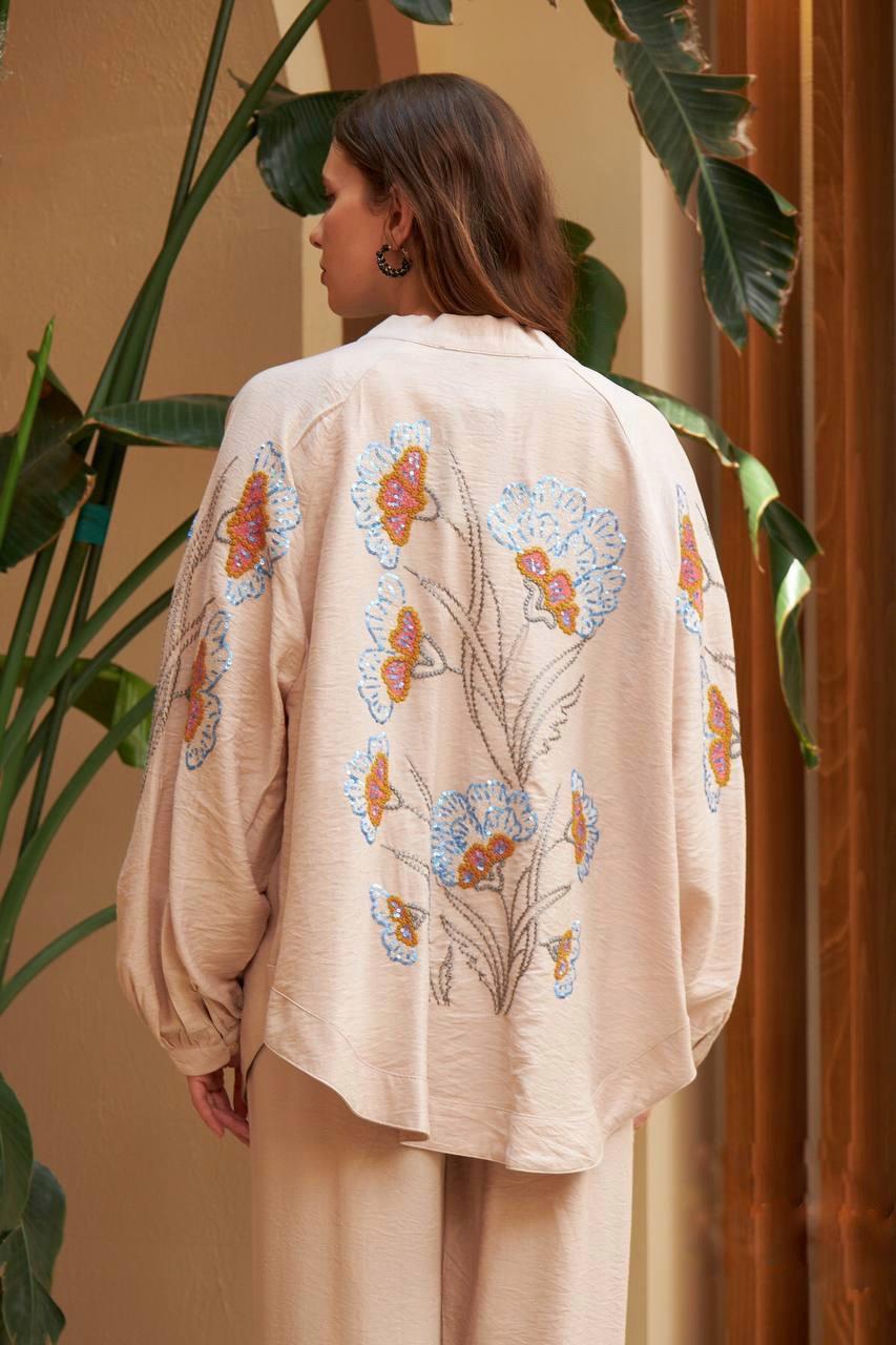 Rahat Kesim Nakış Detaylı Kimono