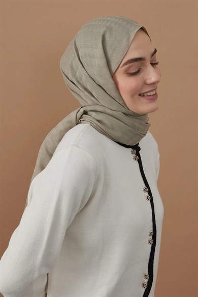 Soft Jakar Üçgen Desen Şal Antik Bej