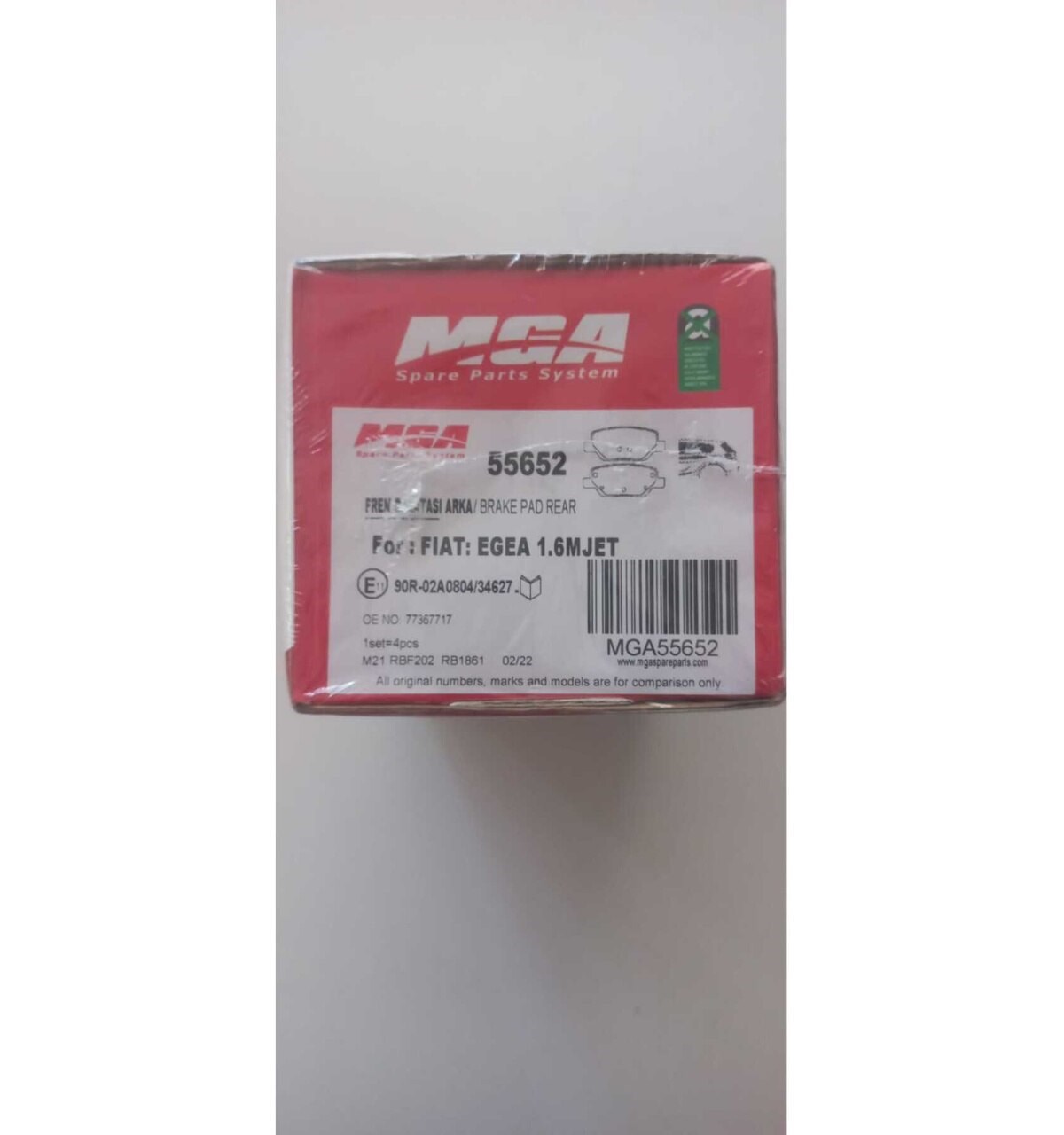 55652 Arka Fren Balatası Fiat Egea 1 Set/4 Parça /1.3 - 1.6 M Jet Arka Fren Balatası