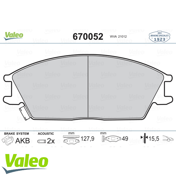 Ön Balata Accent Ii 1.3-1.5 00-05 Getz 02-09 Valeo 670052