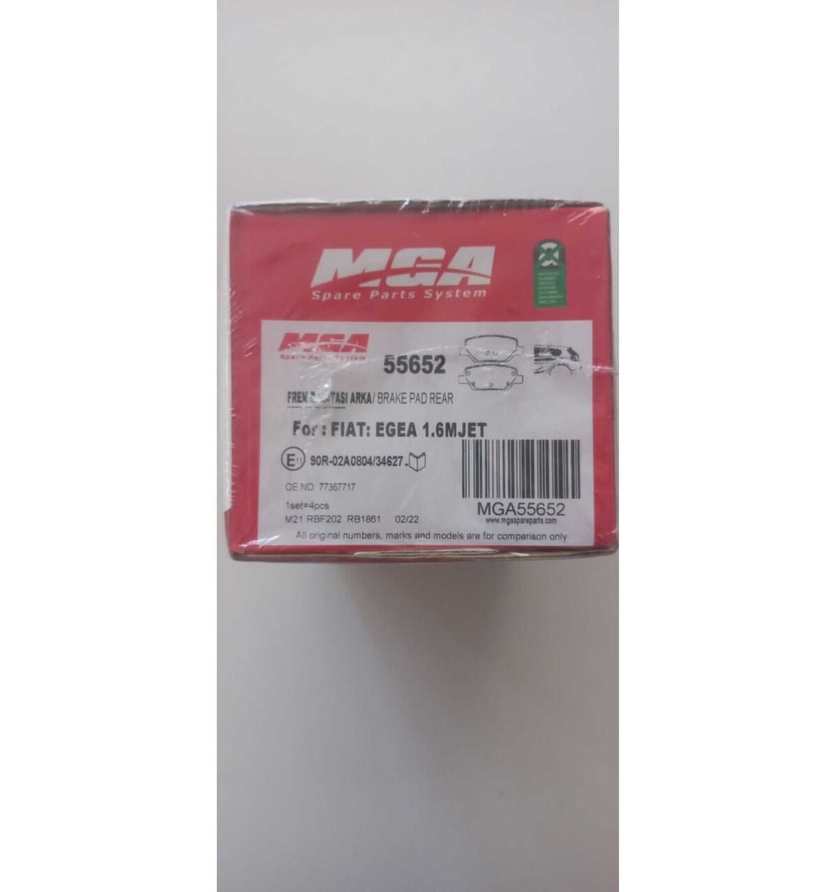 55652 Arka Fren Balatası Fiat Egea 1 Set/4 Parça /1.3 - 1.6 M Jet Arka Fren Balatası