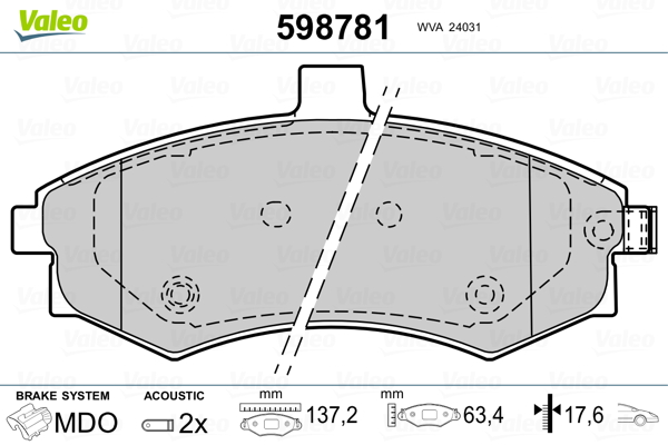 On Balata Takımı Elantra 01-04 Matrix Valeo 598781