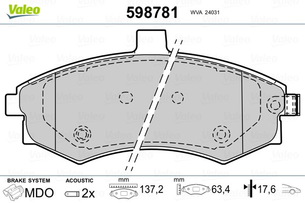 On Balata Takımı Elantra 01-04 Matrix Valeo 598781