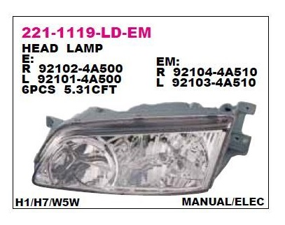 Ön Far Sol Elektrikli Hyundai Starex 02-07 Depo 921034a510