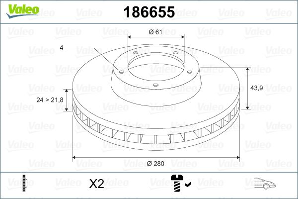 Valeo Ön Disk Tk Megan Ii 1.5 Clio Kng Lgn 01- Scenic 97- Dokker