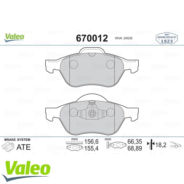 Valeo On Fren Balatası Megane 2 G Scenic 2 Clio 3