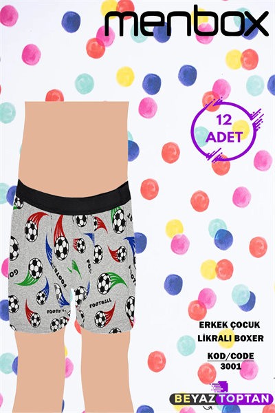 Menbox Likralı Empirme Erkek Çocuk Boxer 12'li