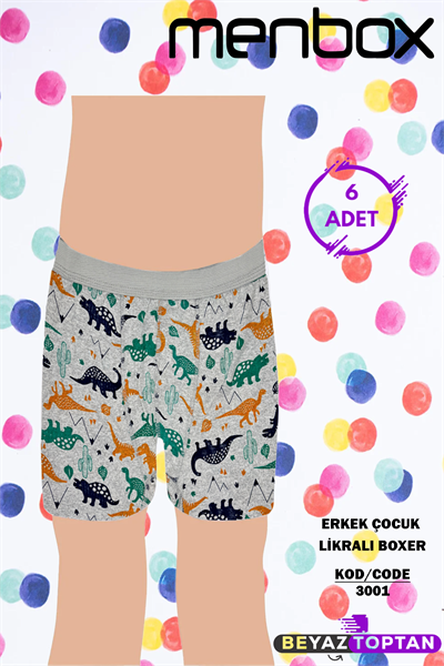 Menbox Likralı Empirme Erkek Çocuk Boxer 6'lı