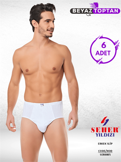 Seher Erkek Beyaz 6'lı Paket Külot (Slip)