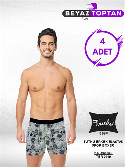 Tutku Erkek Elastan Spor Desenli Boxer 4'lü