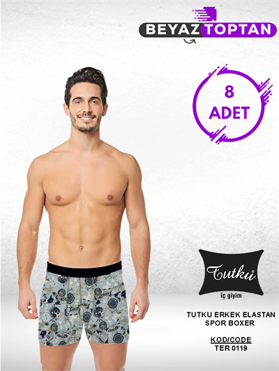 Tutku Erkek Elastan Spor Desenli Boxer 8'li