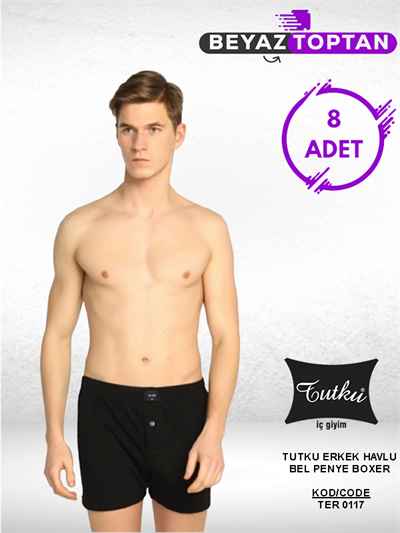Tutku Erkek Havlu Bel Penye Boxer 8'li Tek Renk