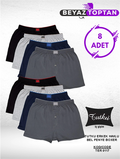 Tutku Erkek Havlu Bel Penye Boxer 8'li