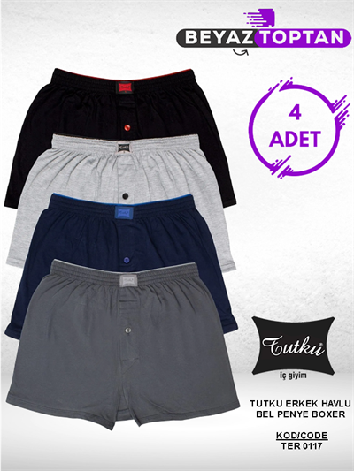 Tutku Erkek Havlu Bel Penye Karışık Renk Boxer 4'lü