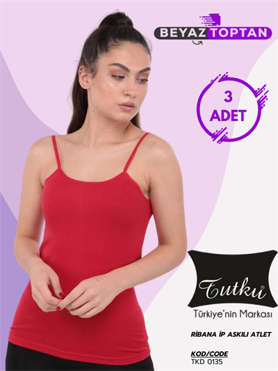 Tutku Kadın Elastan İp Askılı Atlet Renkli 3lü Paket