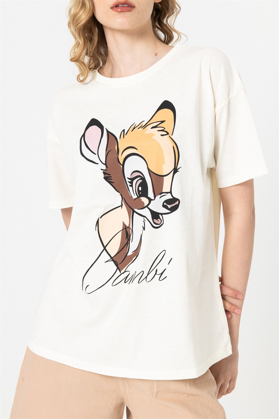 Ekru Bambi Baskılı T-Shirt | Berse Butik