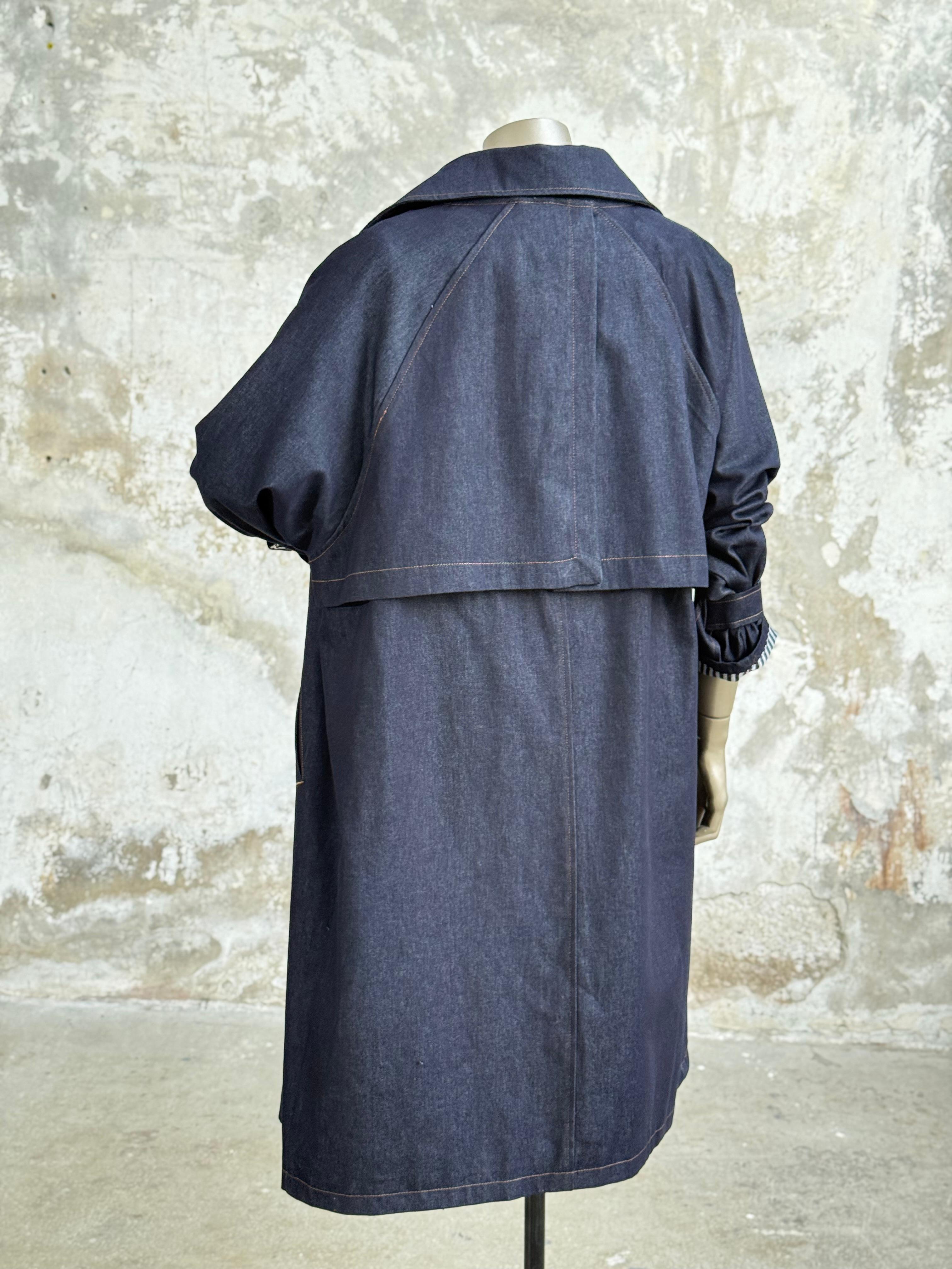 Astar Detaylı Denim Trençkot (Lacivert)