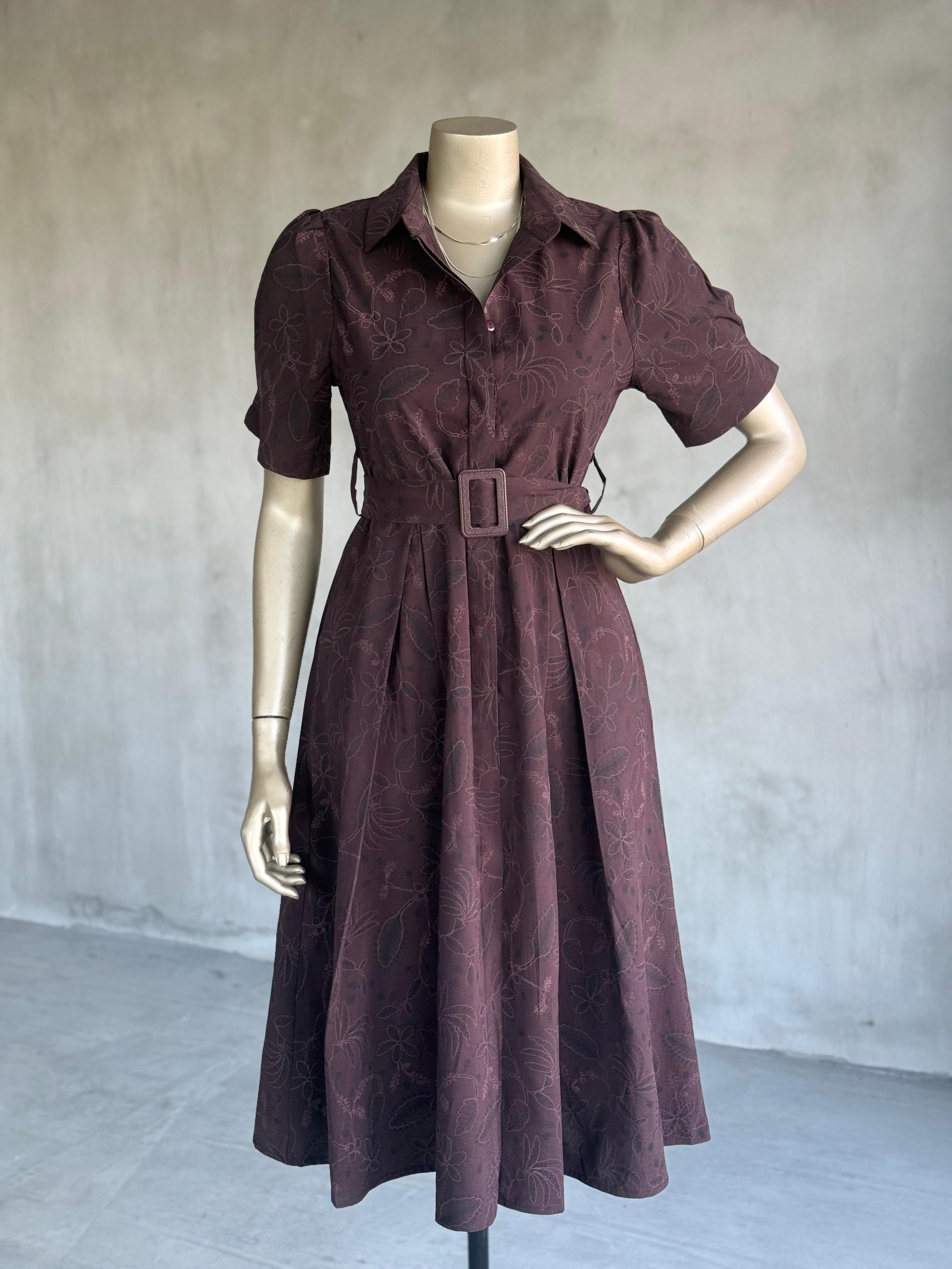 ÖN SİPARİŞE AÇILMIŞTIR. 15.04.2026 KARGO ÇIKIŞI YAPILACAKTIR.Balon Kol Midi Elbise (Kahve)