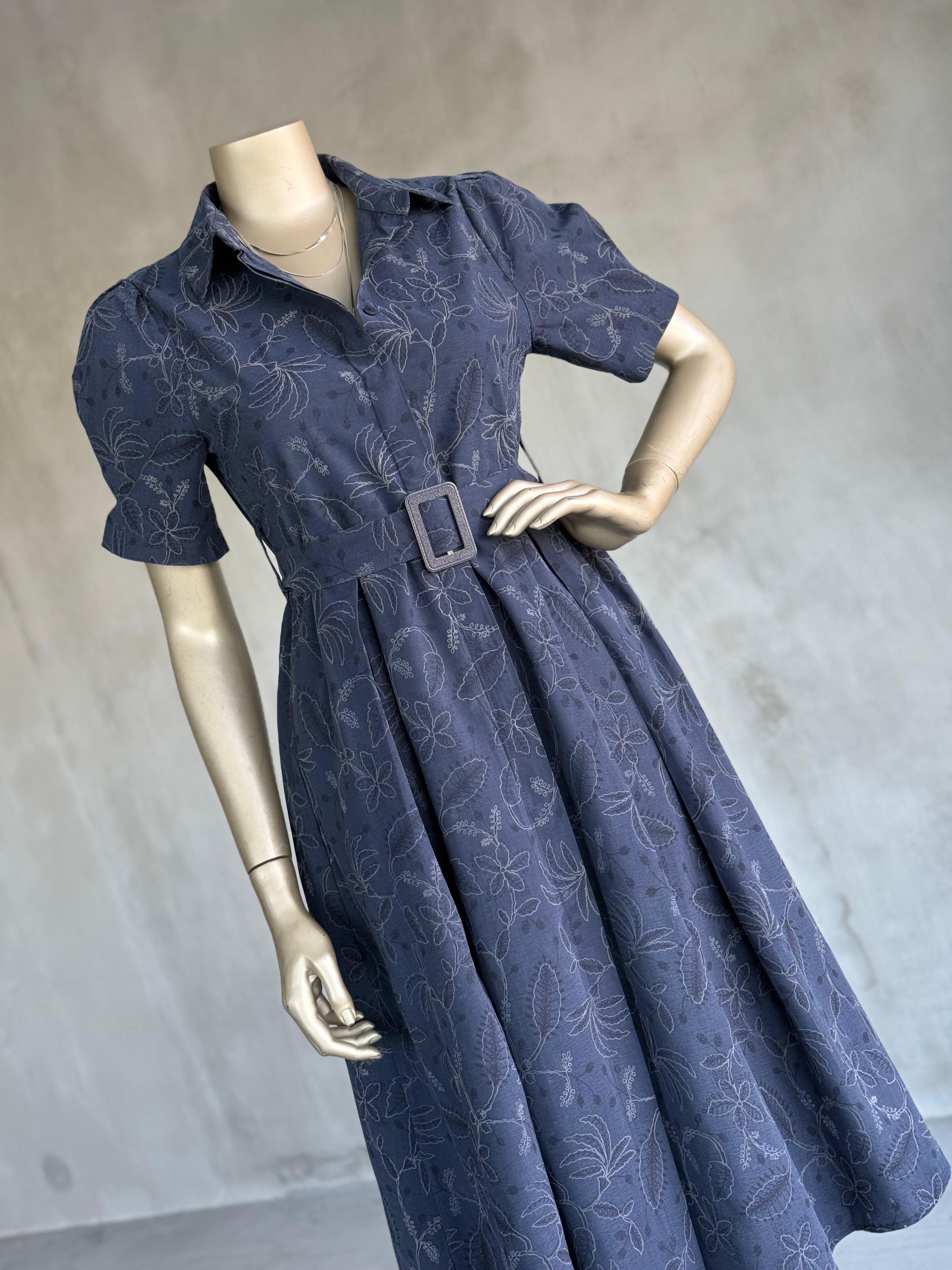 ÖN SİPARİŞE AÇILMIŞTIR. 15.04.2026 KARGO ÇIKIŞI YAPILACAKTIR. Balon Kol Midi Elbise (Lacivert)