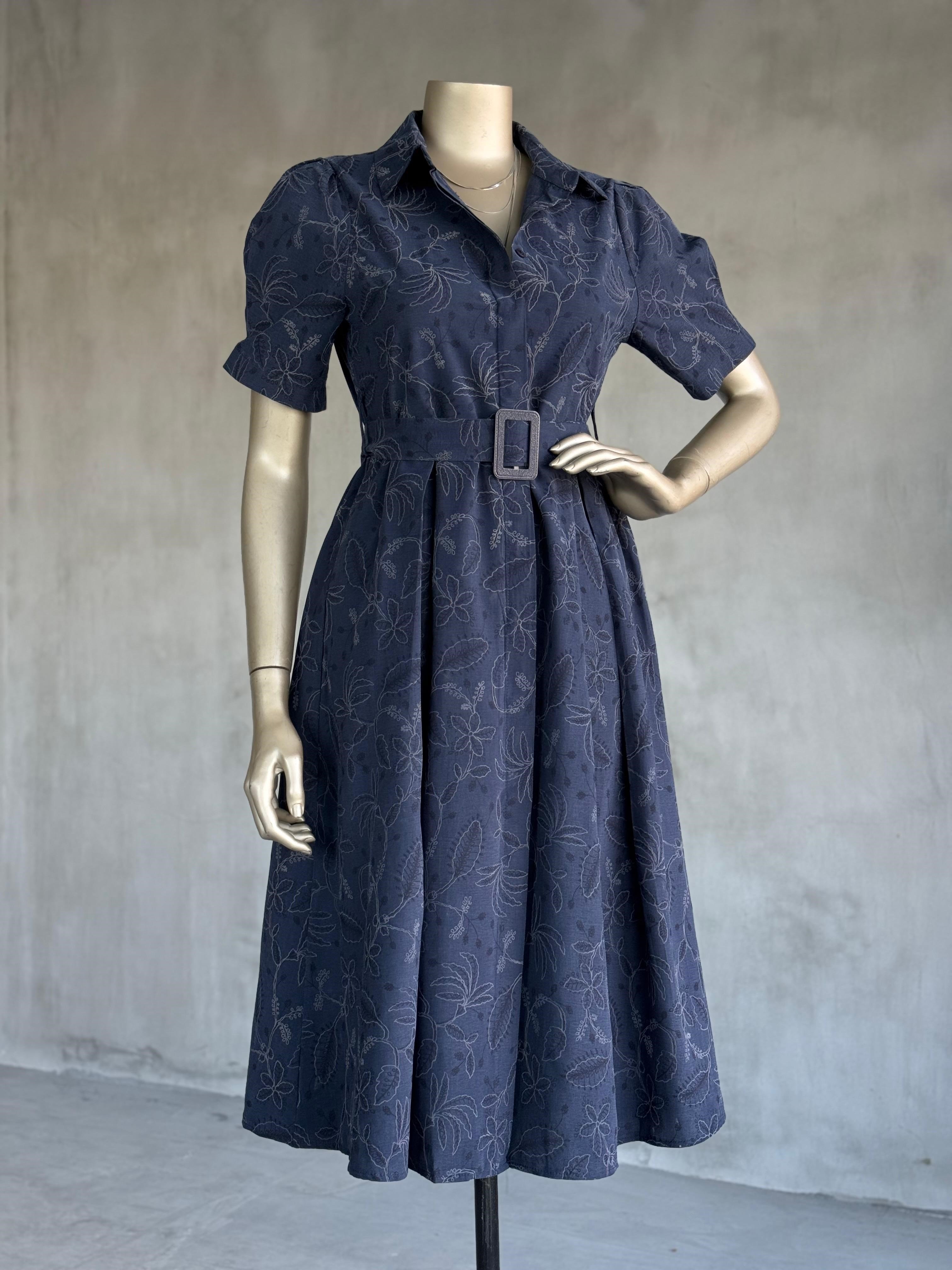 ÖN SİPARİŞE AÇILMIŞTIR. 15.04.2026 KARGO ÇIKIŞI YAPILACAKTIR. Balon Kol Midi Elbise (Lacivert)